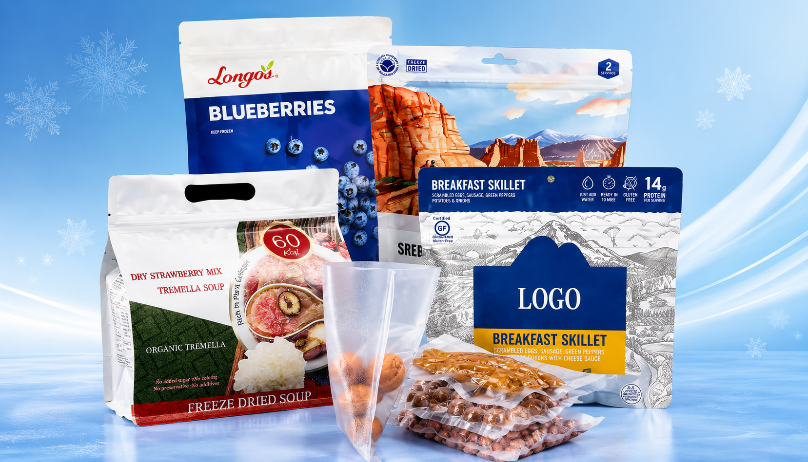 User-friendly frozen food packaging bags